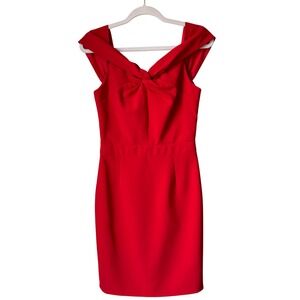 Adelyn Rae Red Dress Off The Shoulder Knot Front Sheath Pencil Cocktail Party S